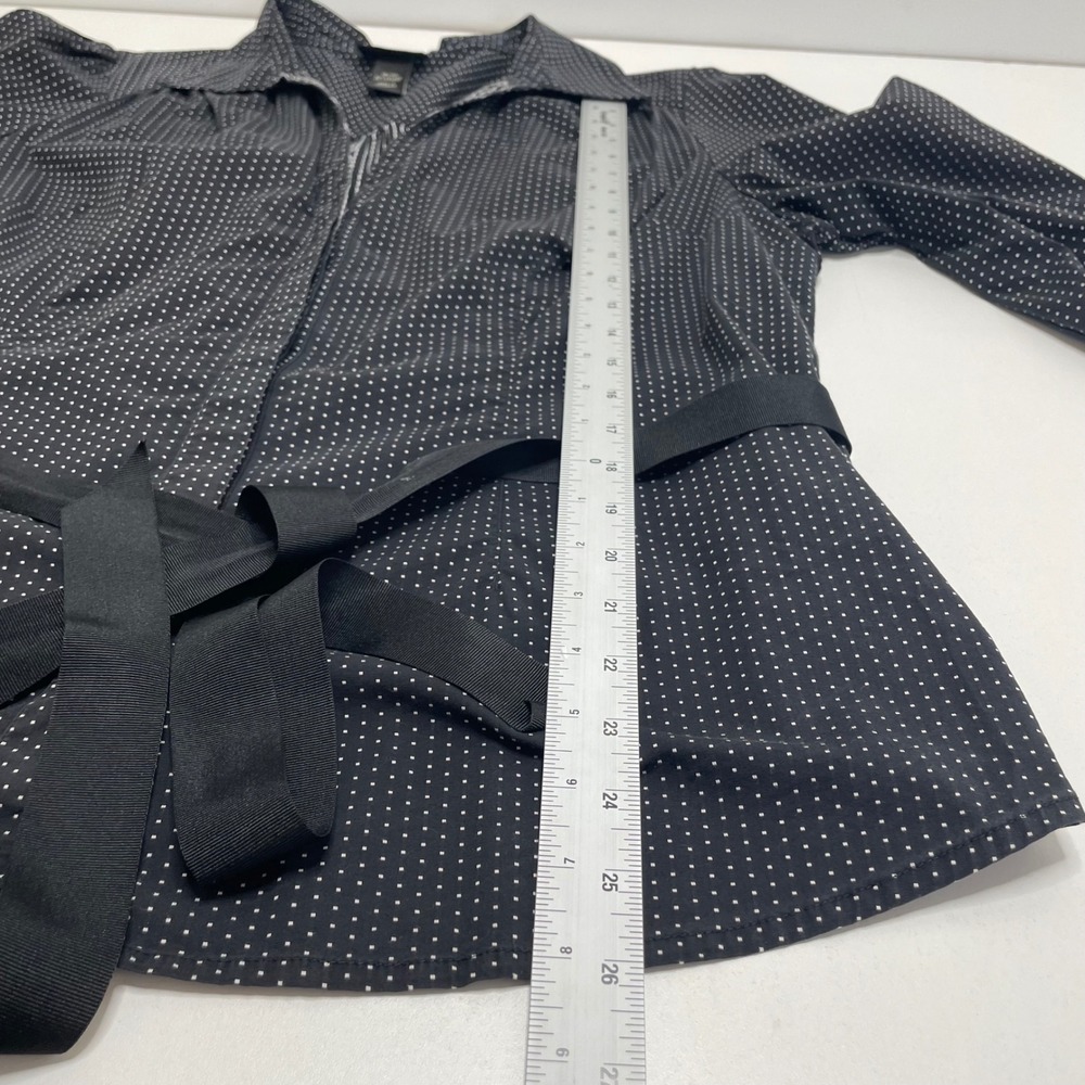 Lane Bryant Polka Dot Shirt Blouse Plus 18/20 Belted 3/4 Sleeve Dark Romantic‎ - Picture 8 of 10